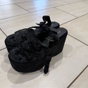 Black Velvet Platform Sandals